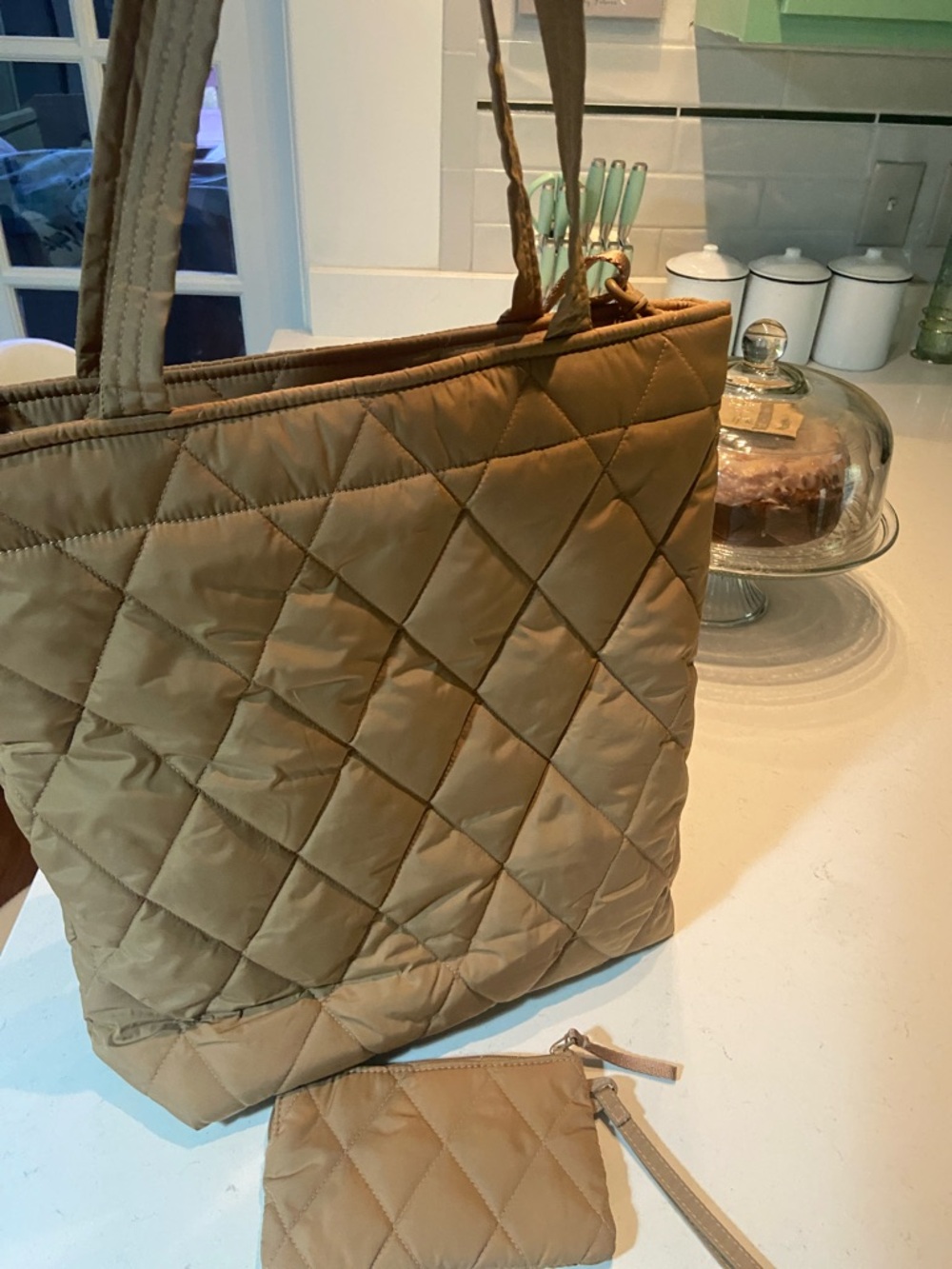 Vera Bradley Quilted Tote in Camel Tan - Picture 2 of 9